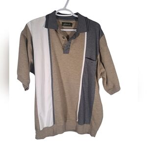 Vintage 90s/Y2K Penmans Beige Stripes Polo Shirt Size XL